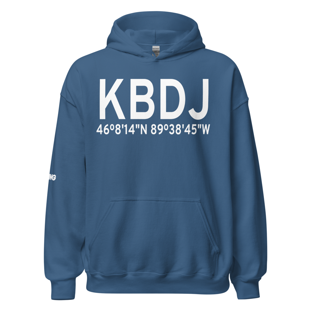 Boulder Junction Payzer Airport (KBDJ) ICAO Hoodie Sweatshirt 