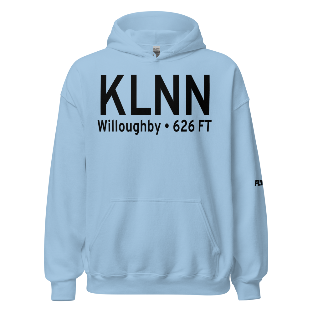 Willoughby Lost Nation Municipal Airport (KLNN) ICAO Hoodie Sweatshirt 
