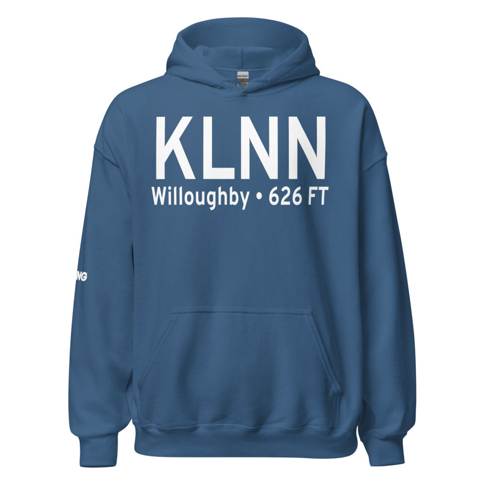 Willoughby Lost Nation Municipal Airport (KLNN) ICAO Hoodie Sweatshirt 