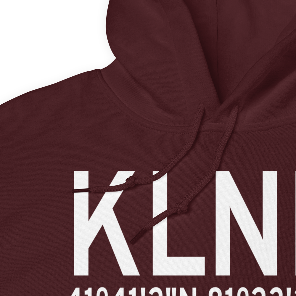 Willoughby Lost Nation Municipal Airport (KLNN) ICAO Hoodie Sweatshirt 