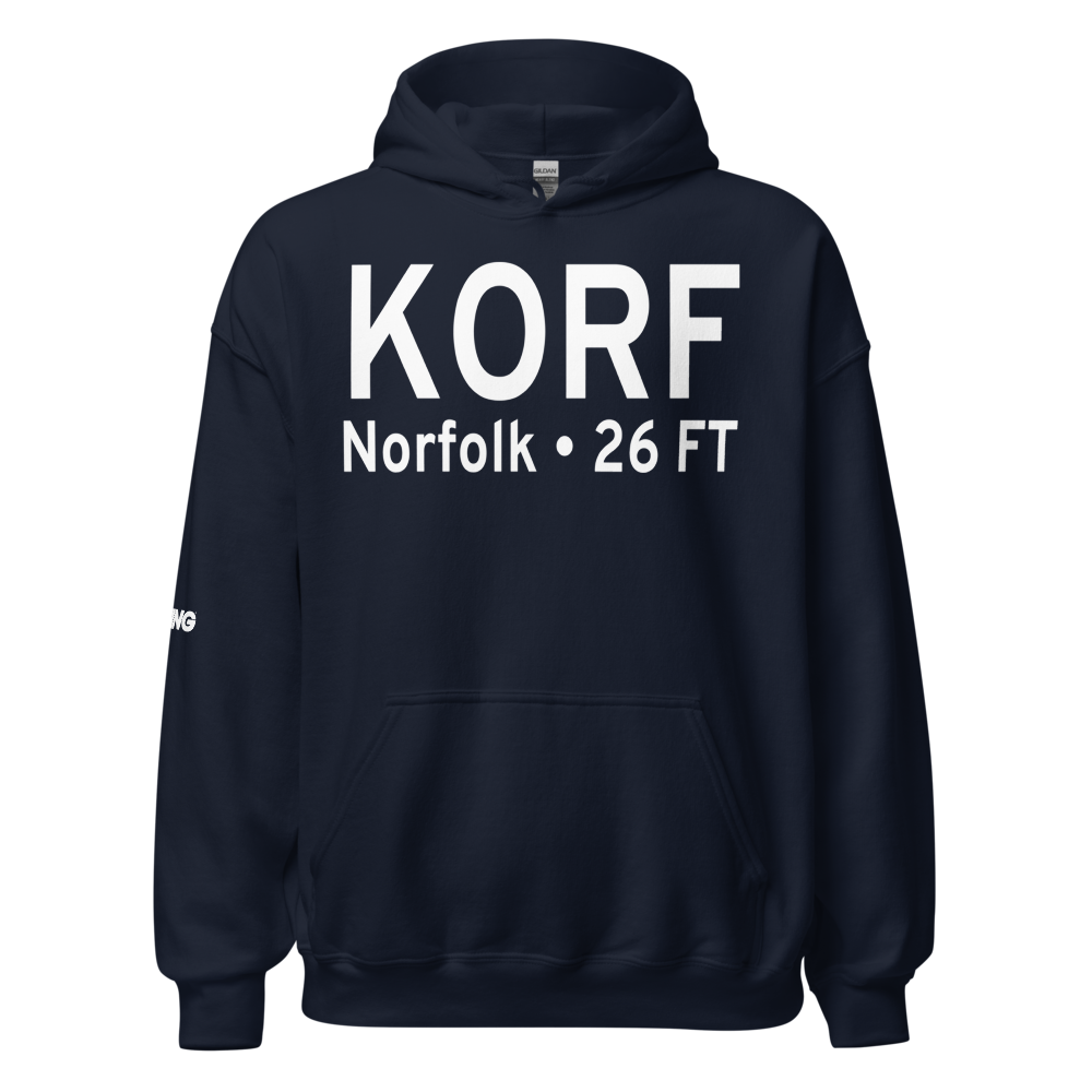 Norfolk International Airport (KORF) ICAO Hoodie Sweatshirt 