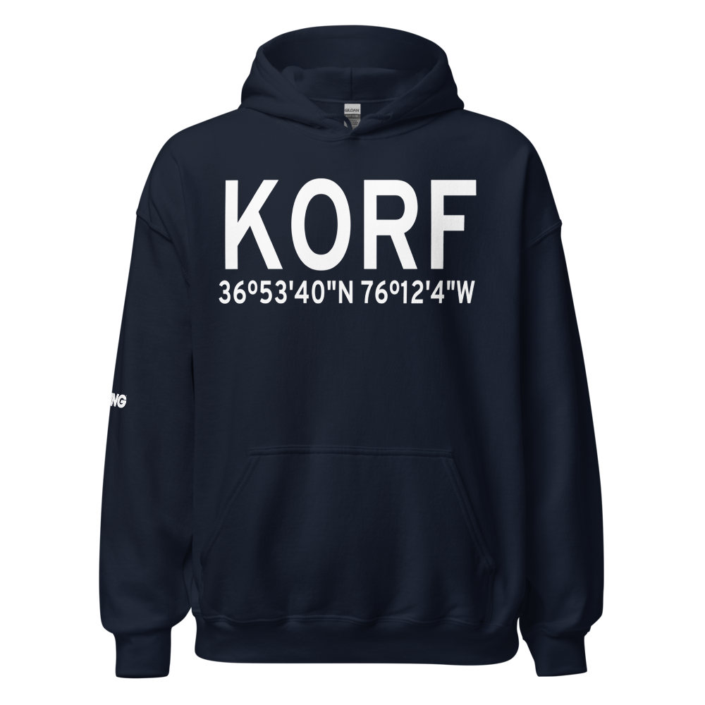 Norfolk International Airport (KORF) ICAO Hoodie Sweatshirt 