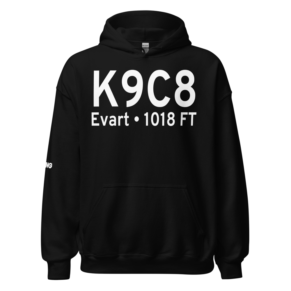 Evart Municipal Airport (K9C8) ICAO Hoodie Sweatshirt 