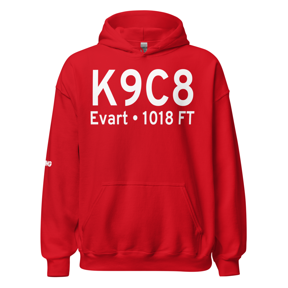 Evart Municipal Airport (K9C8) ICAO Hoodie Sweatshirt 