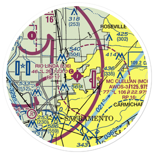Rio Linda Airport (L36) VFR Sectional Sticker (20 mile)