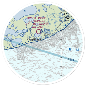 Kwigillingok Seaplane Base (KWK) VFR Sectional Sticker (20 mile)