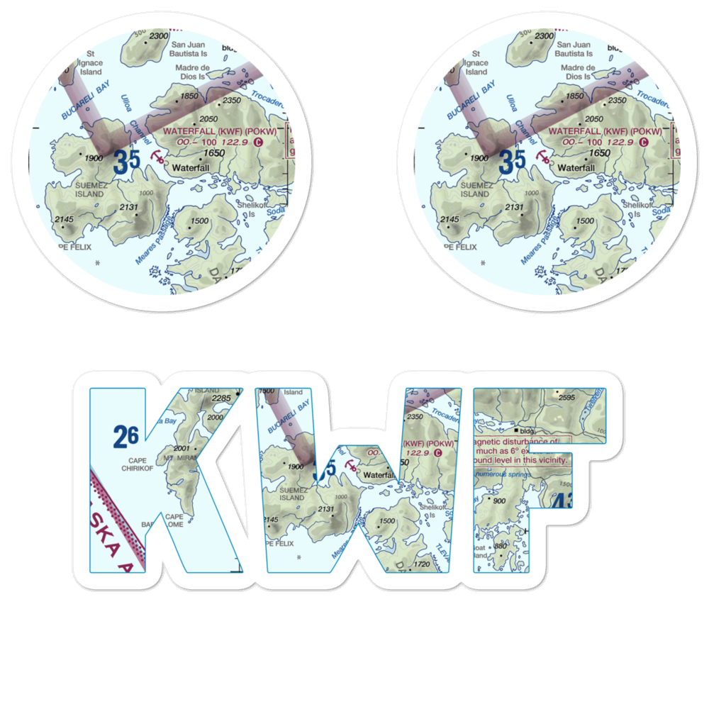 Waterfall Seaplane Base (KWF) VFR Sectional Sticker Pack 