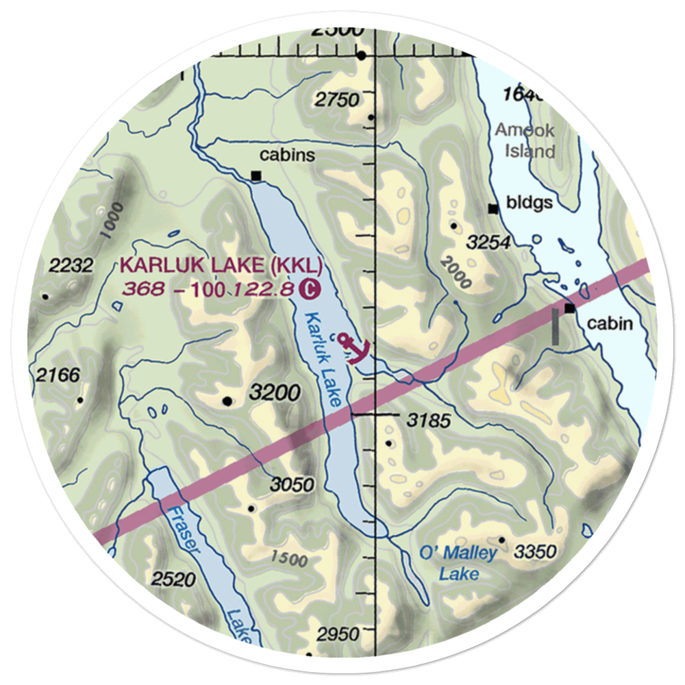 Karluk Lake Seaplane Base (KKL) VFR Sectional Sticker (20 mile) 