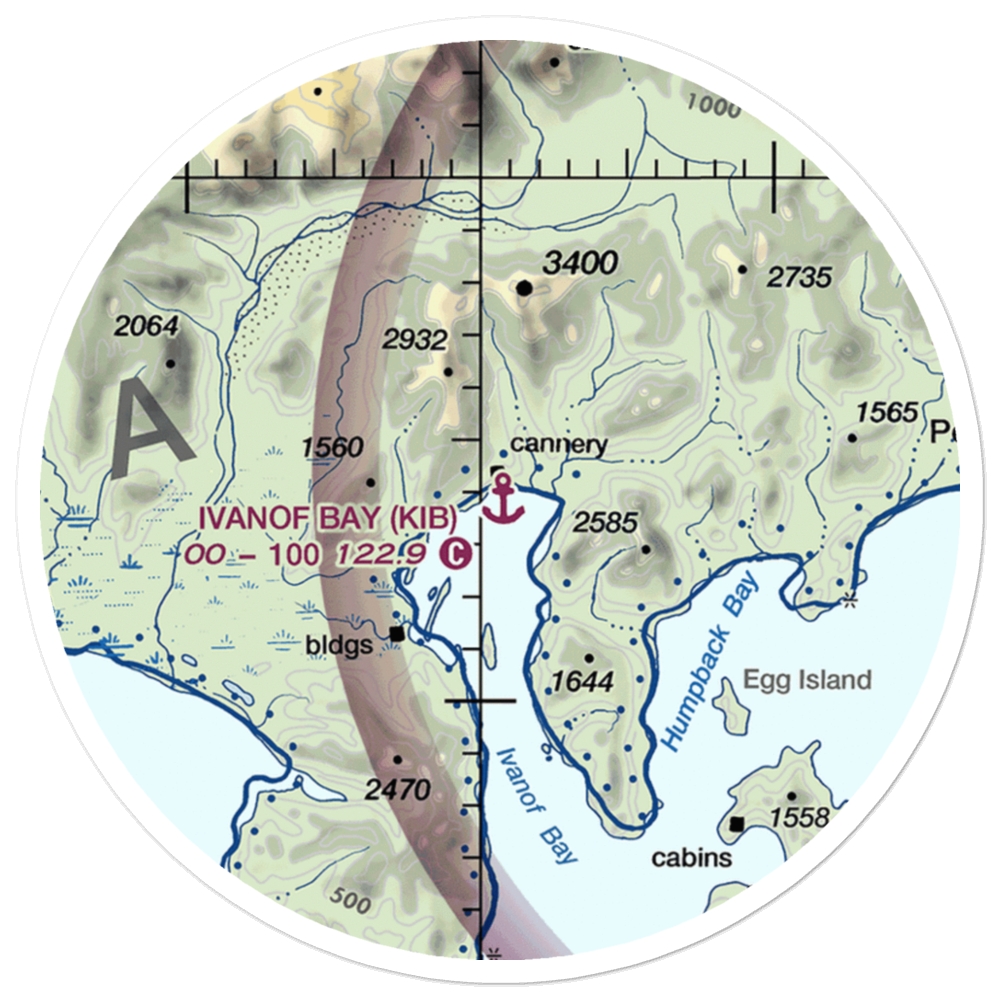 Ivanof Bay Seaplane Base (KIB) VFR Sectional Sticker (20 mile) 