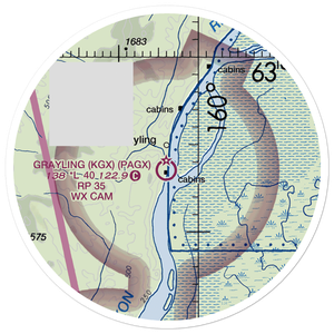 Grayling Airport (KGX) VFR Sectional Sticker (20 mile)