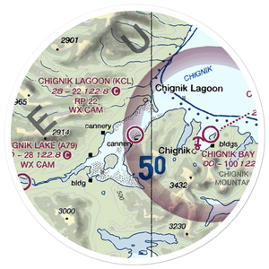 Chignik Lagoon Airport (KCL) VFR Sectional Sticker (20 mile)