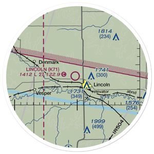 Lincoln Municipal Airport (K71) VFR Sectional Sticker (20 mile)