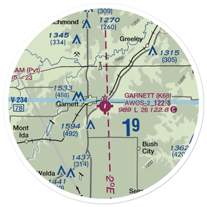 Garnett Municipal Airport (K68) VFR Sectional Sticker (20 mile)