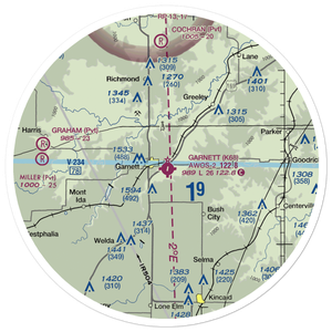 Garnett Municipal Airport (K68) VFR Sectional Sticker (30 mile)