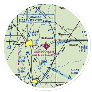 Oswego Municipal Airport (K67) VFR Sectional Sticker (20 mile)