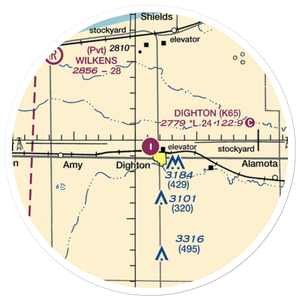 Dighton Airport (K65) VFR Sectional Sticker (20 mile)