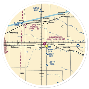 Dighton Airport (K65) VFR Sectional Sticker (30 mile)