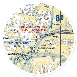 Thompson Pass Airport (K55) VFR Sectional Sticker (20 mile)