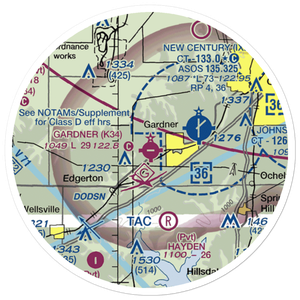 Gardner Municipal Airport (K34) VFR Sectional Sticker (20 mile)