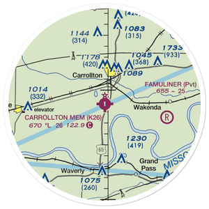 Carrollton Memorial Airport (K26) VFR Sectional Sticker (20 mile)