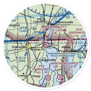 Rouses Point Seaplane Base (K21) VFR Sectional Sticker (20 mile)