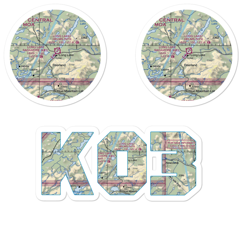 Long Lake Sagamore Seaplane Base & Marina (K03) VFR Sectional Sticker Pack 