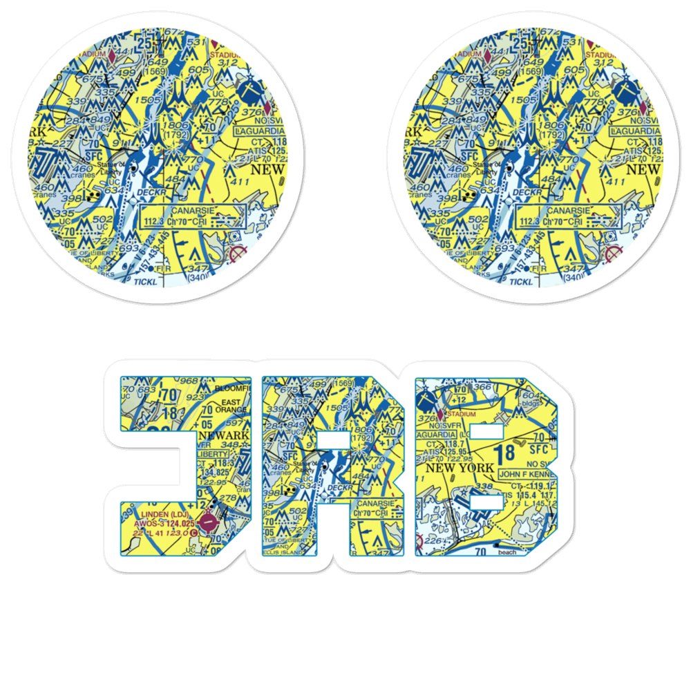 Downtown-Manhattan/Wall St Heliport (JRB) VFR Sectional Sticker Pack 