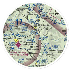 Crooksville Airport (I84) VFR Sectional Sticker (20 mile)