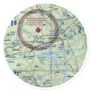 Old Morehead-Rowan County Airport (I32) VFR Sectional Sticker (30 mile)
