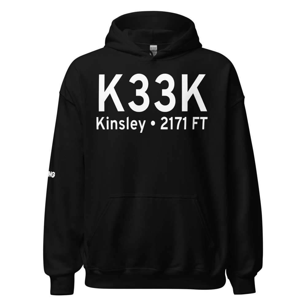 Kinsley Municipal Airport (K33K) ICAO Hoodie Sweatshirt 