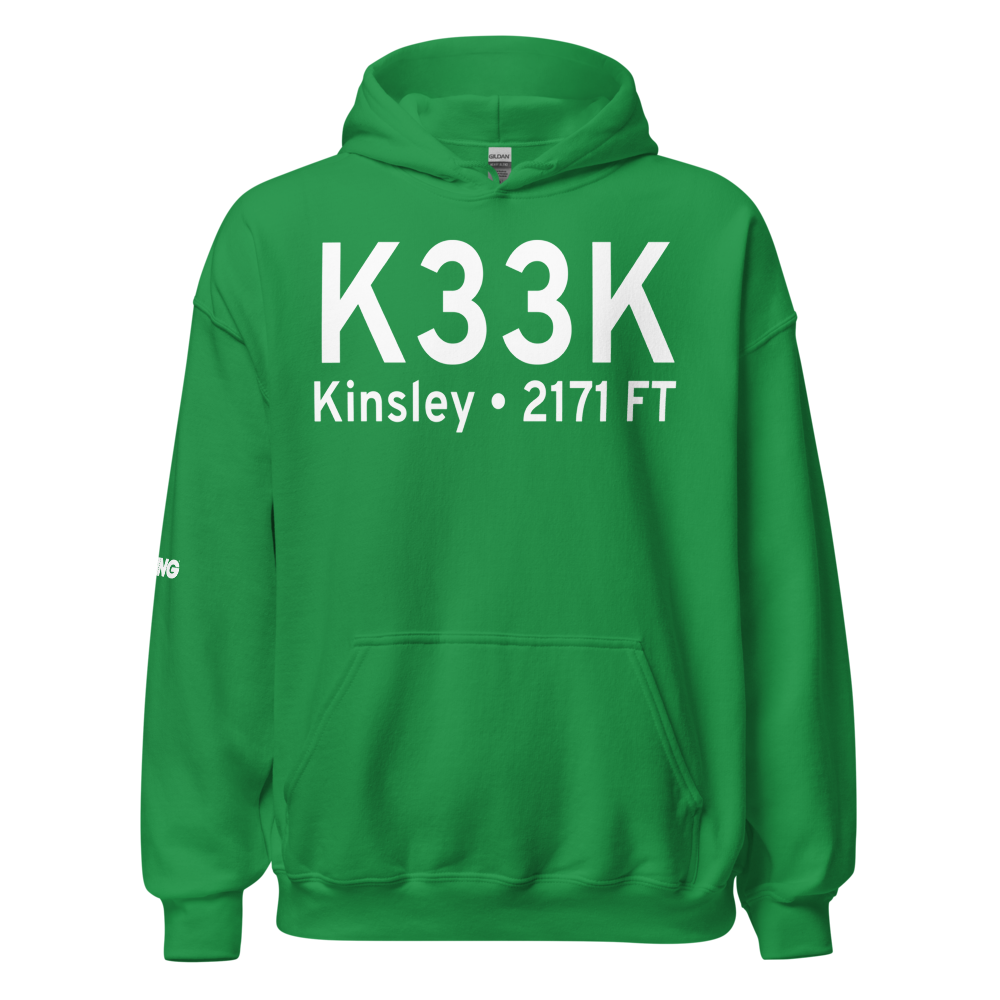 Kinsley Municipal Airport (K33K) ICAO Hoodie Sweatshirt 