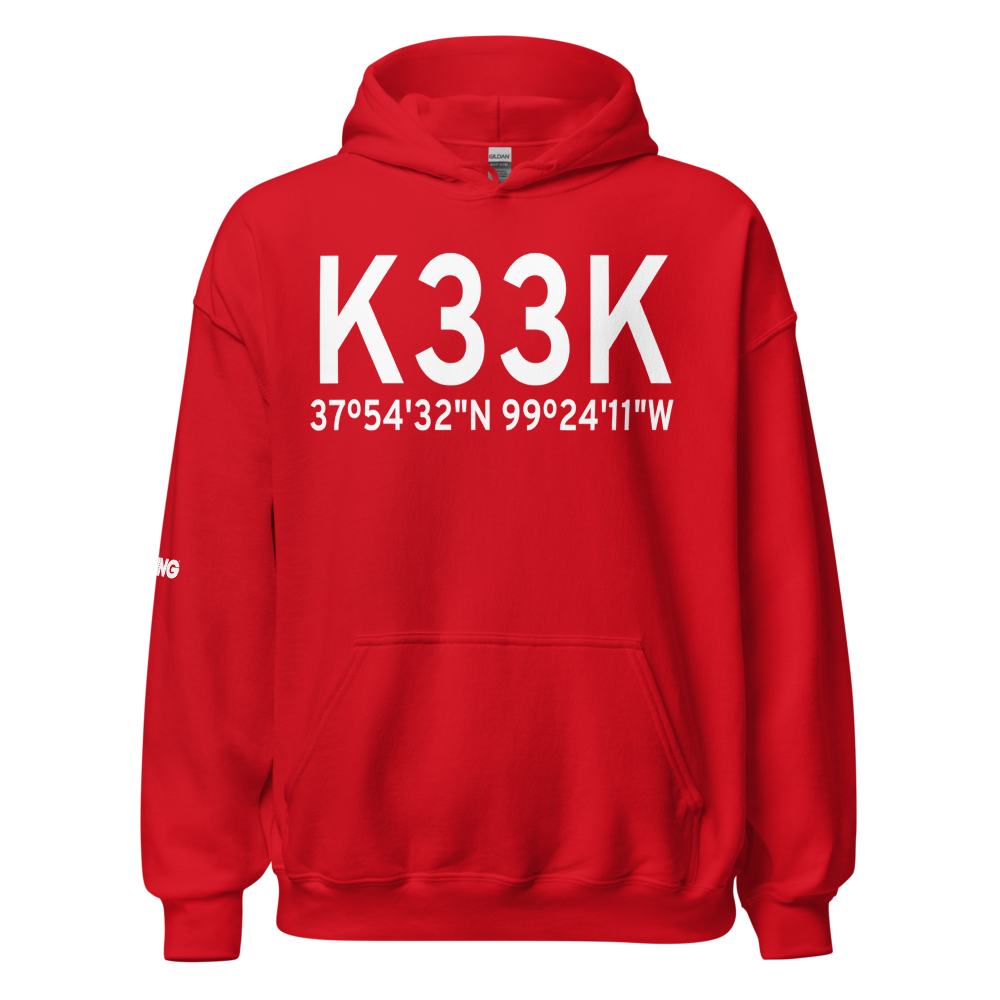 Kinsley Municipal Airport (K33K) ICAO Hoodie Sweatshirt 