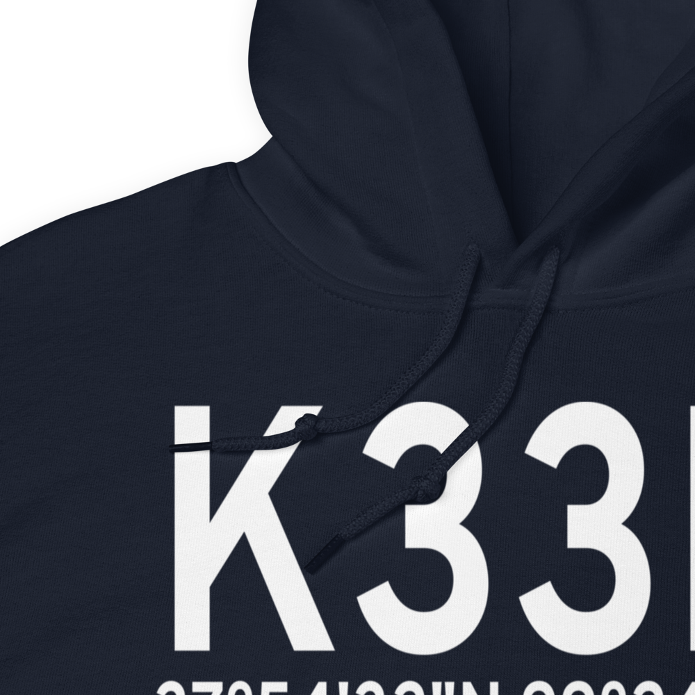 Kinsley Municipal Airport (K33K) ICAO Hoodie Sweatshirt 