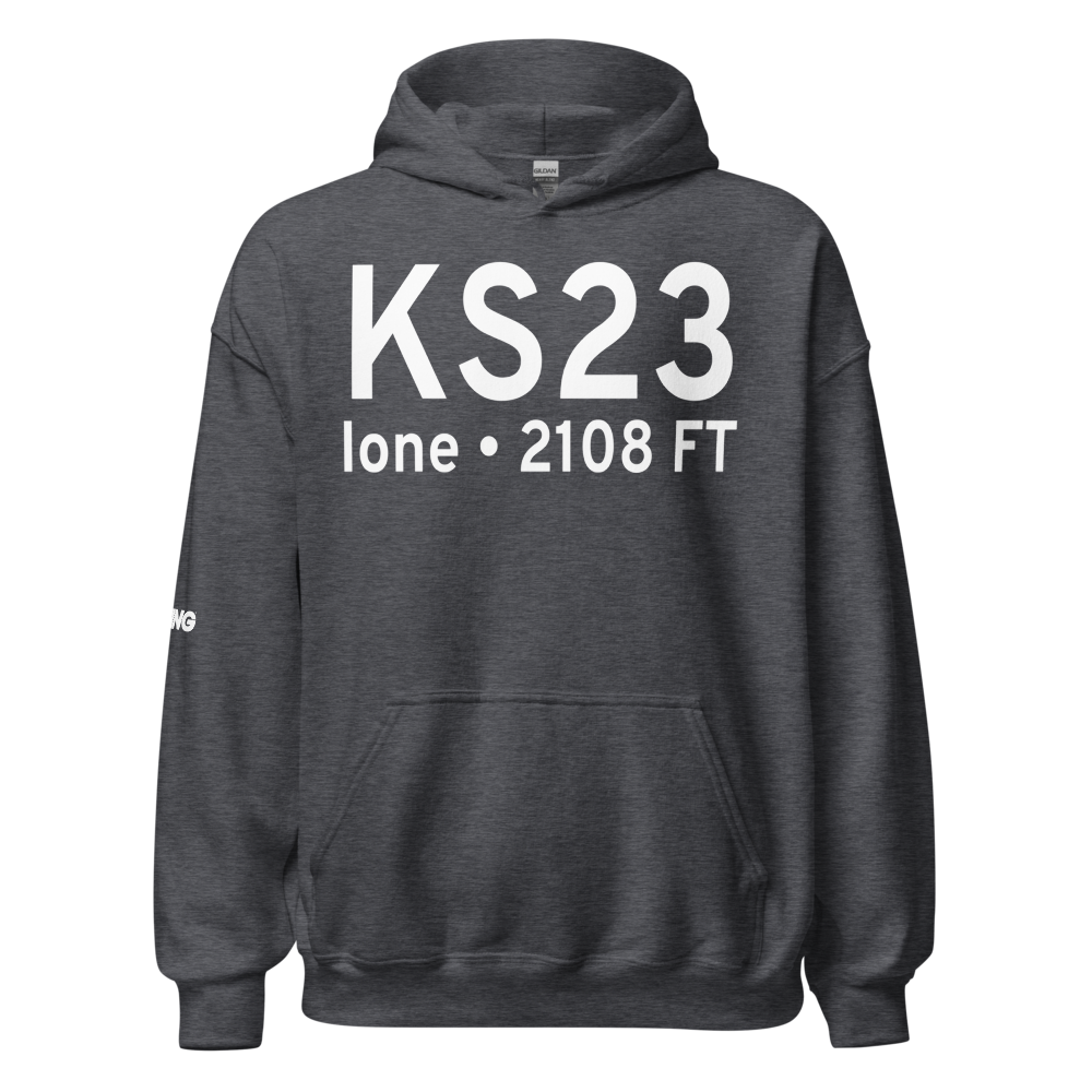 Ione Municipal Airport (KS23) ICAO Hoodie Sweatshirt 