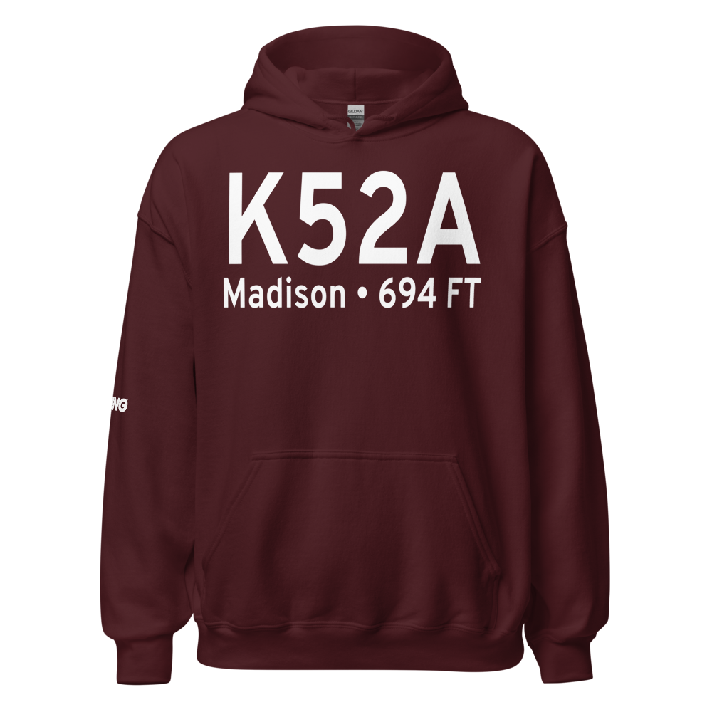 Madison Municipal Airport (K52A) ICAO Hoodie Sweatshirt 
