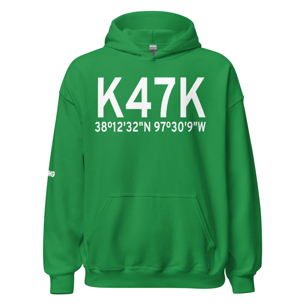 Moundridge Municipal Airport (K47K) ICAO Hoodie Sweatshirt 
