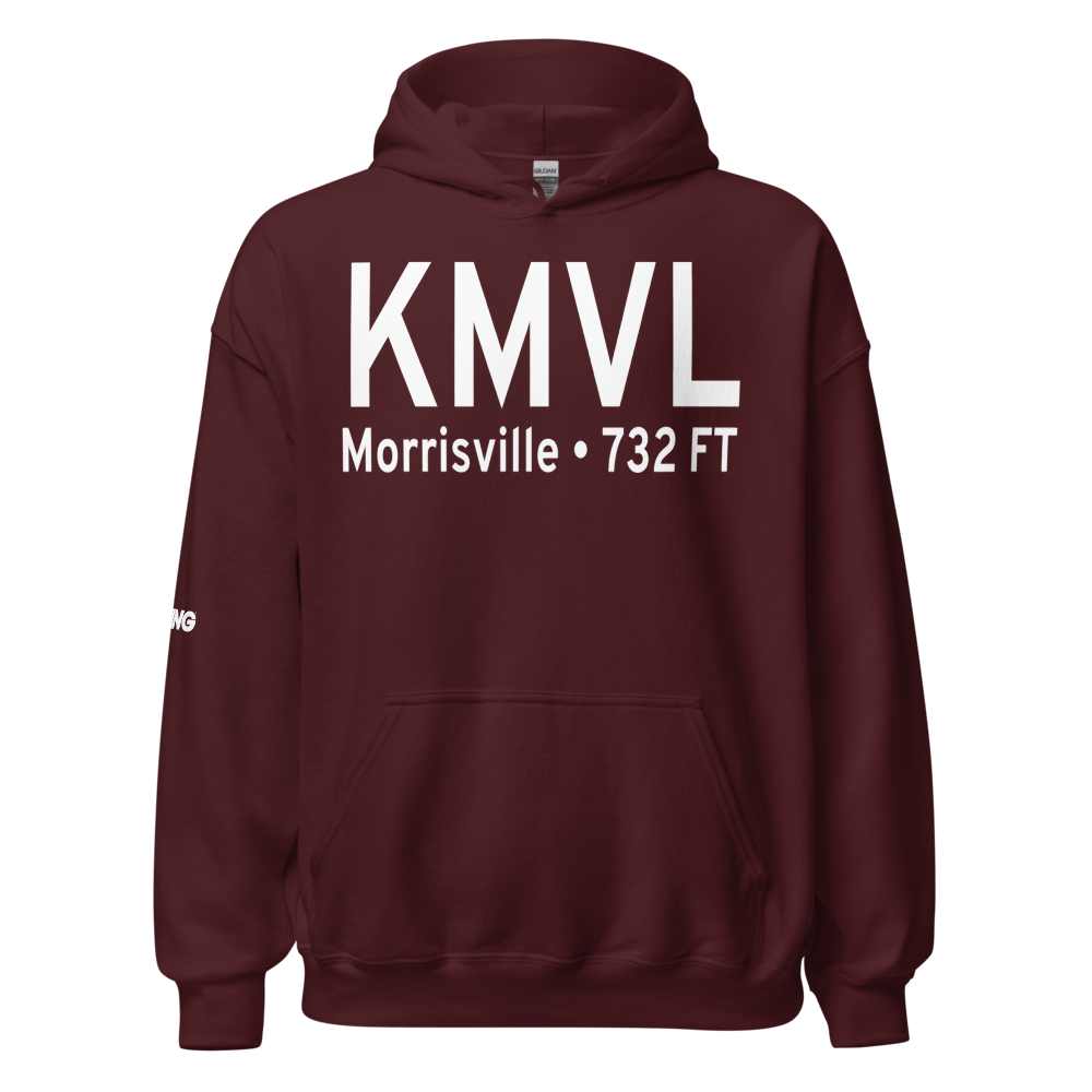Morrisville Stowe State Airport (KMVL) ICAO Hoodie Sweatshirt 