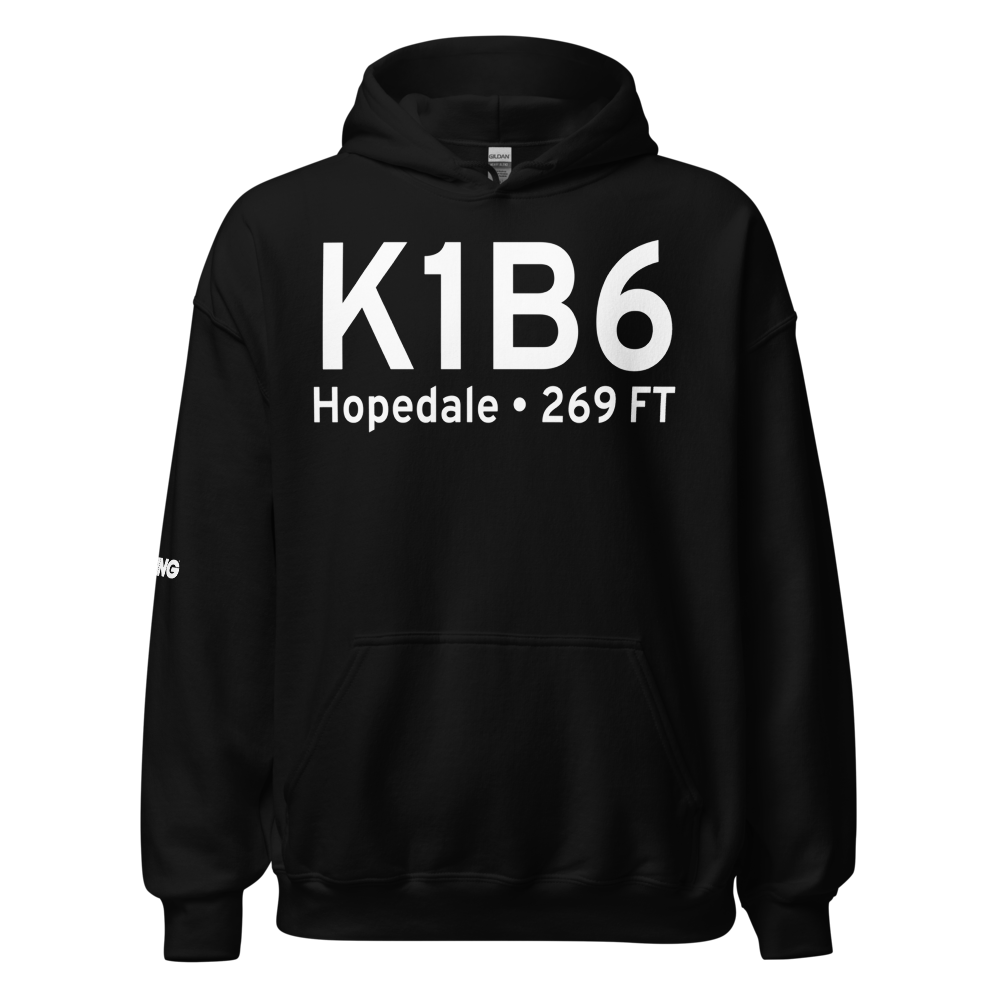 Hopedale Industrial Park Airport (K1B6) ICAO Hoodie Sweatshirt 