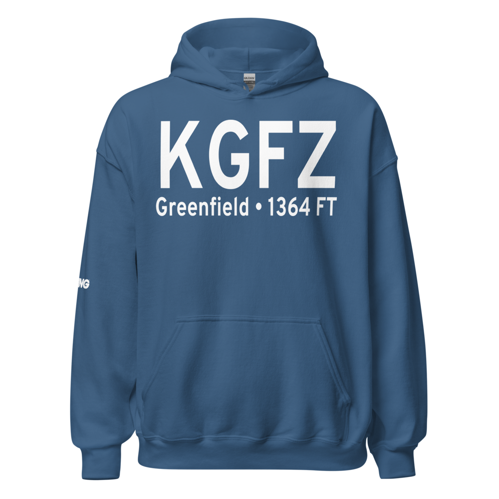Greenfield Municipal Airport (KGFZ) ICAO Hoodie Sweatshirt 