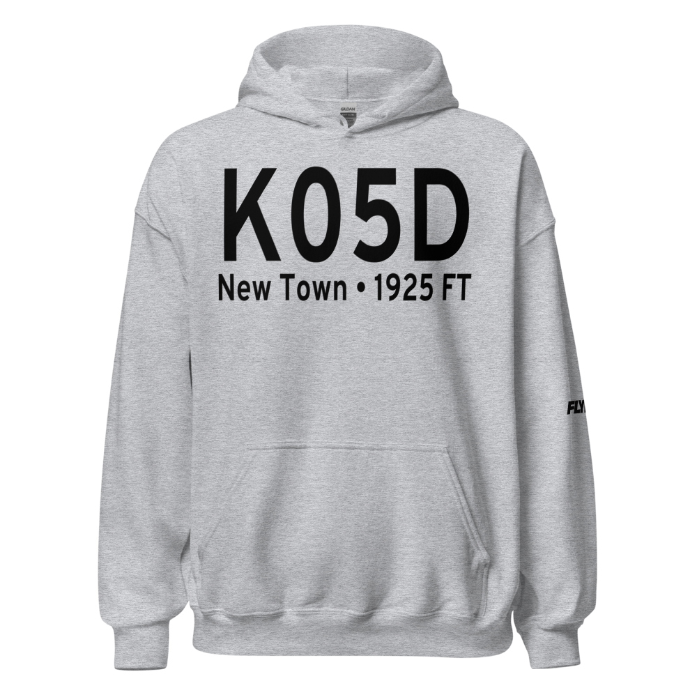 New Town Municipal Airport (K05D) ICAO Hoodie Sweatshirt 