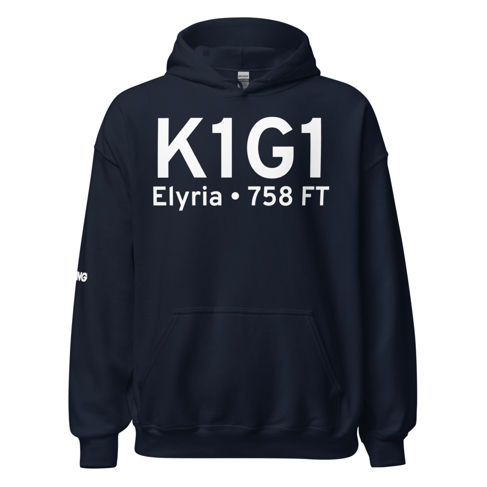 Elyria Airport (K1G1) ICAO Hoodie Sweatshirt 