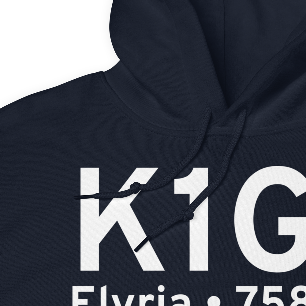 Elyria Airport (K1G1) ICAO Hoodie Sweatshirt 