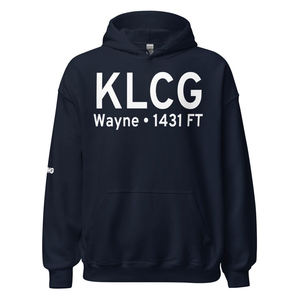 Wayne Municipal Airport (KLCG) ICAO Hoodie Sweatshirt 