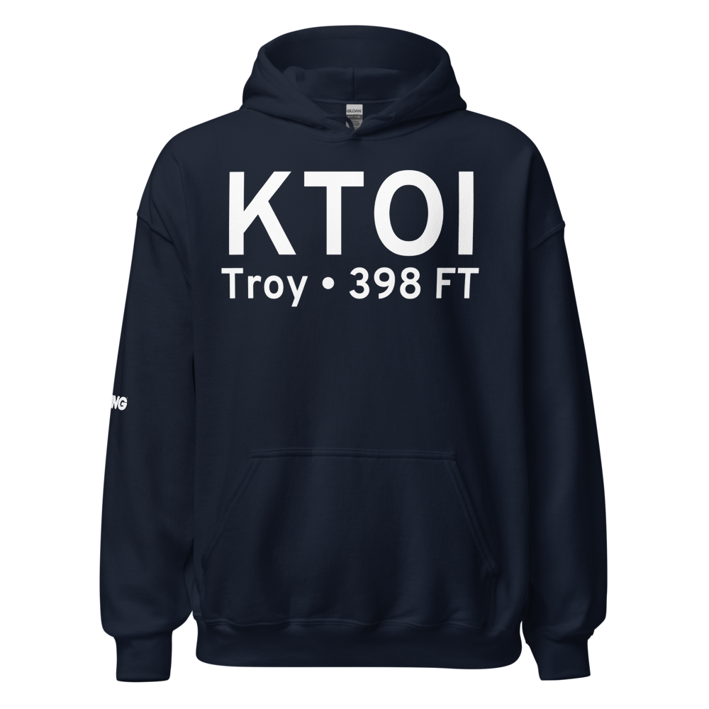Troy Municipal Airport at N Kenneth Campbell Field (KTOI) ICAO Hoodie Sweatshirt 