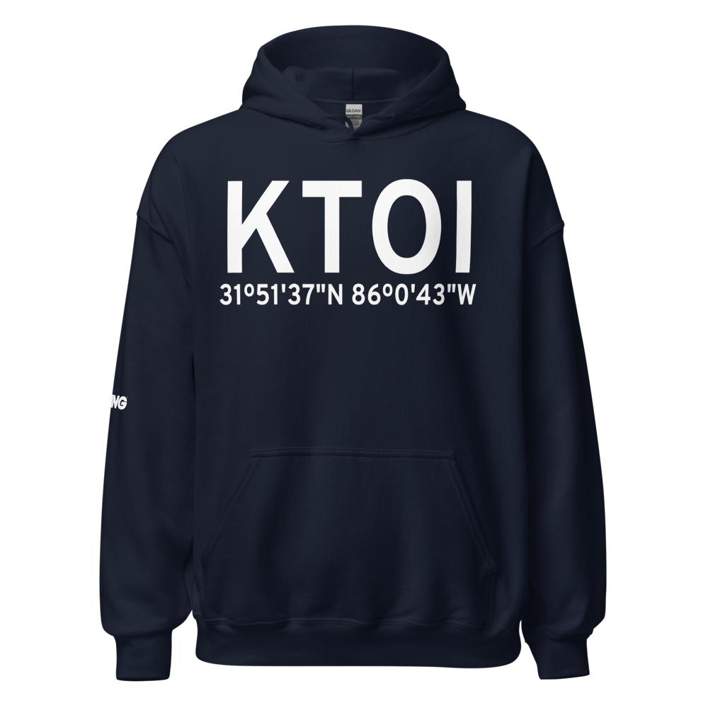Troy Municipal Airport at N Kenneth Campbell Field (KTOI) ICAO Hoodie Sweatshirt 