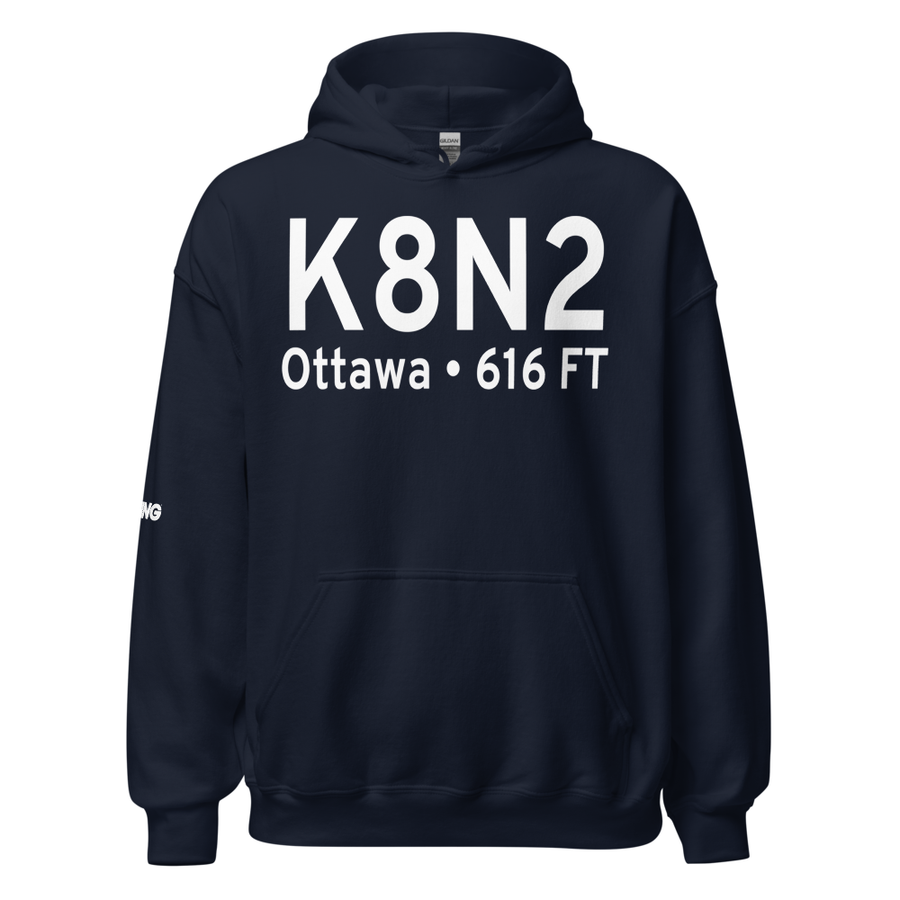 Skydive Chicago Airport (K8N2) ICAO Hoodie Sweatshirt 