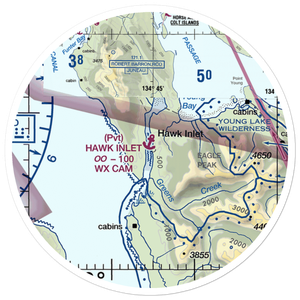 Hawk Inlet Seaplane Base (HWI) VFR Sectional Sticker (20 mile)