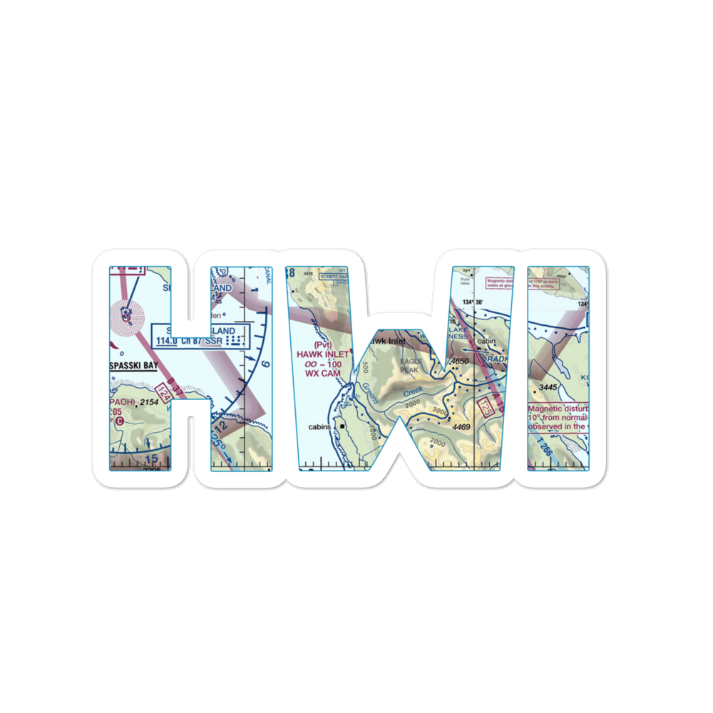 Hawk Inlet Seaplane Base (HWI) VFR Sectional Sticker 