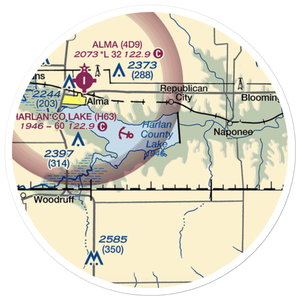 Harlan County Lake Seaplane Base (H63) VFR Sectional Sticker (20 mile)