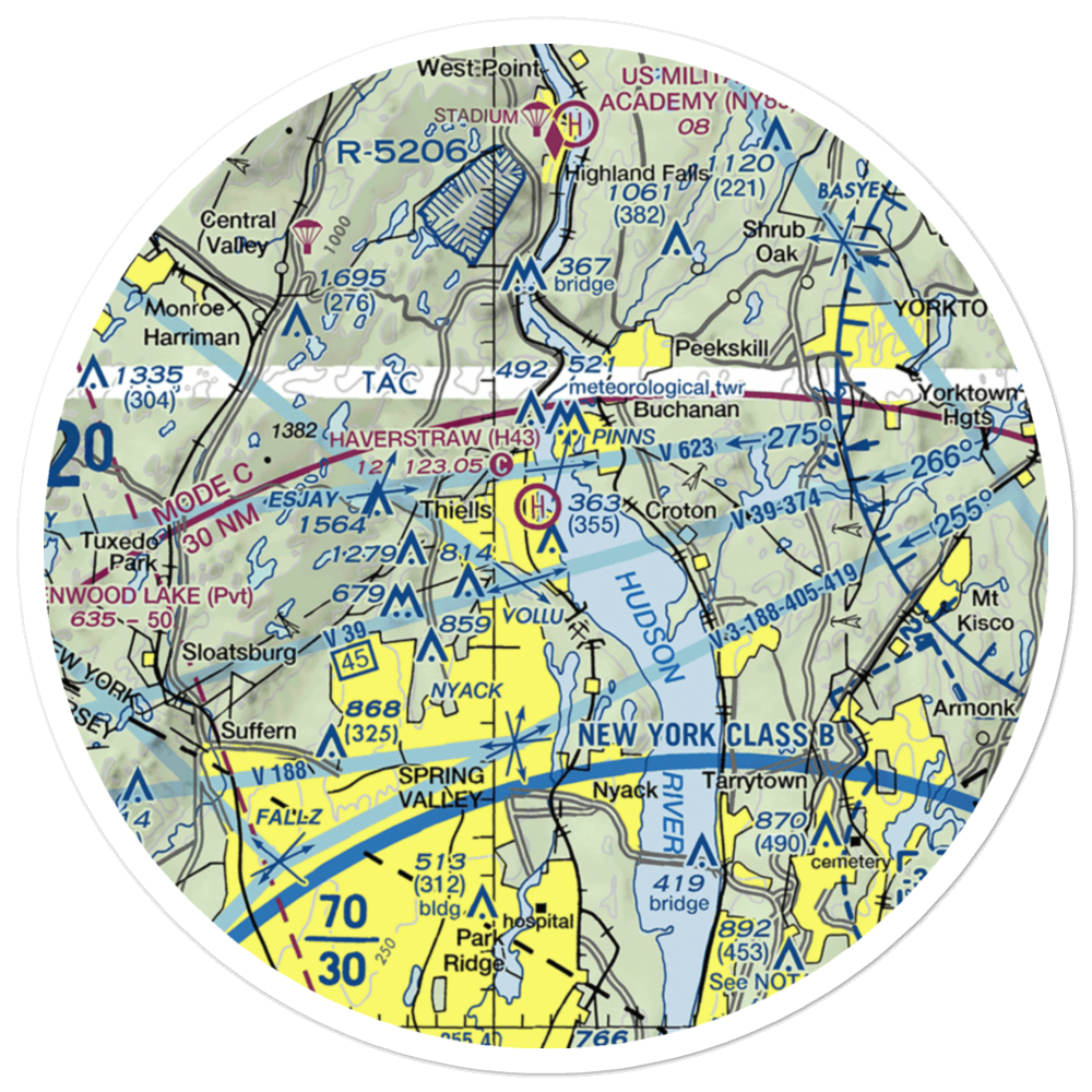 Haverstraw Heliport (H43) VFR Sectional Sticker (30 mile) 